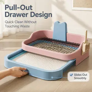 Deals for You Days No More Dirty Paws! 20"×14.5" Indoor Dog Potty Tray with Metal Grid & Pull-Out Drawer | Splash Guard Dog Toilet | Pee Pad & Dog Litter Compatible | Small-Medium Dogs odor neutralizing