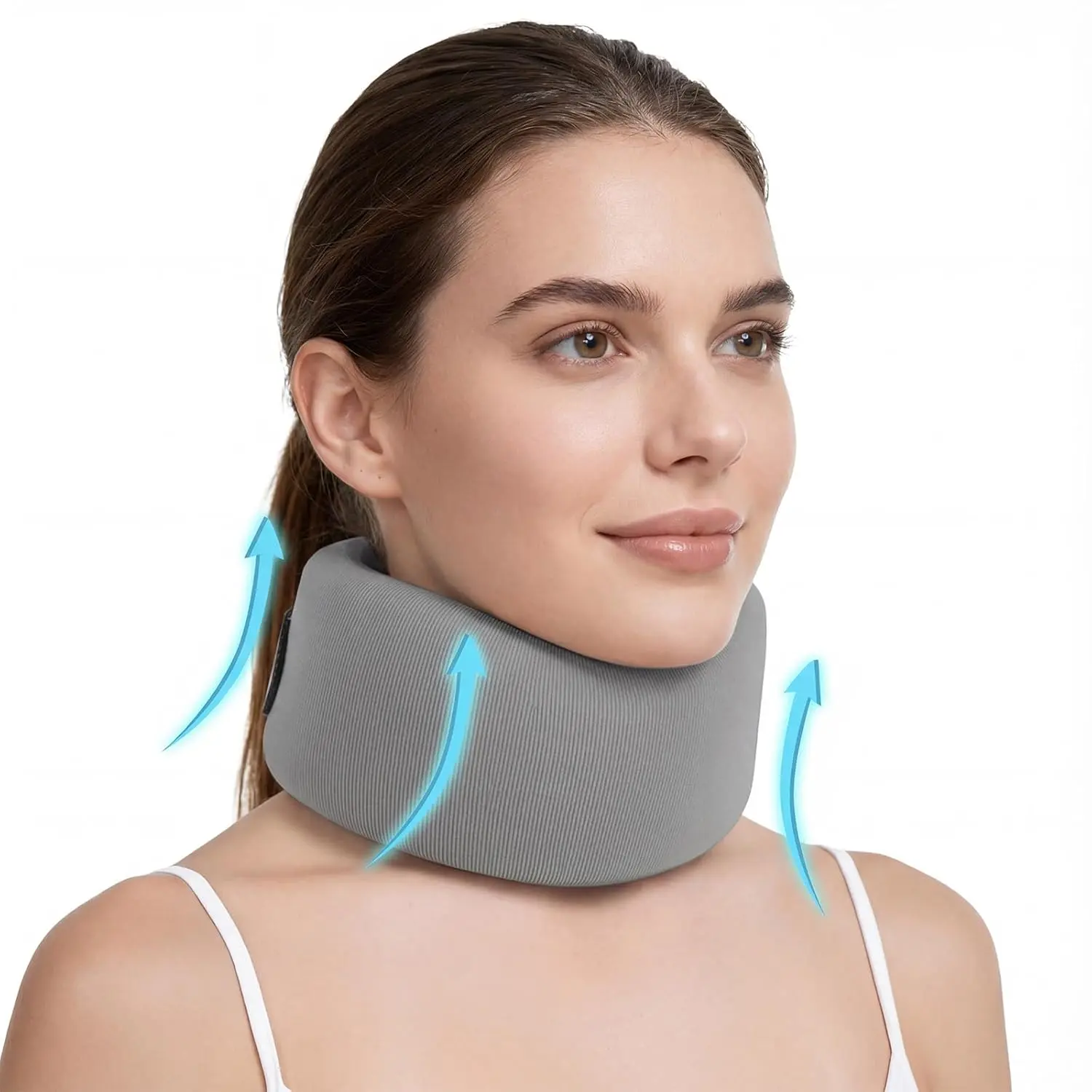 Memory Foam Neck Brace for Neck Pain and Support, Adjustable Cervical Collar Keep Vertebrae Stable, Relief of Cervical Spine Pressure, Ideal for Travel, Wo