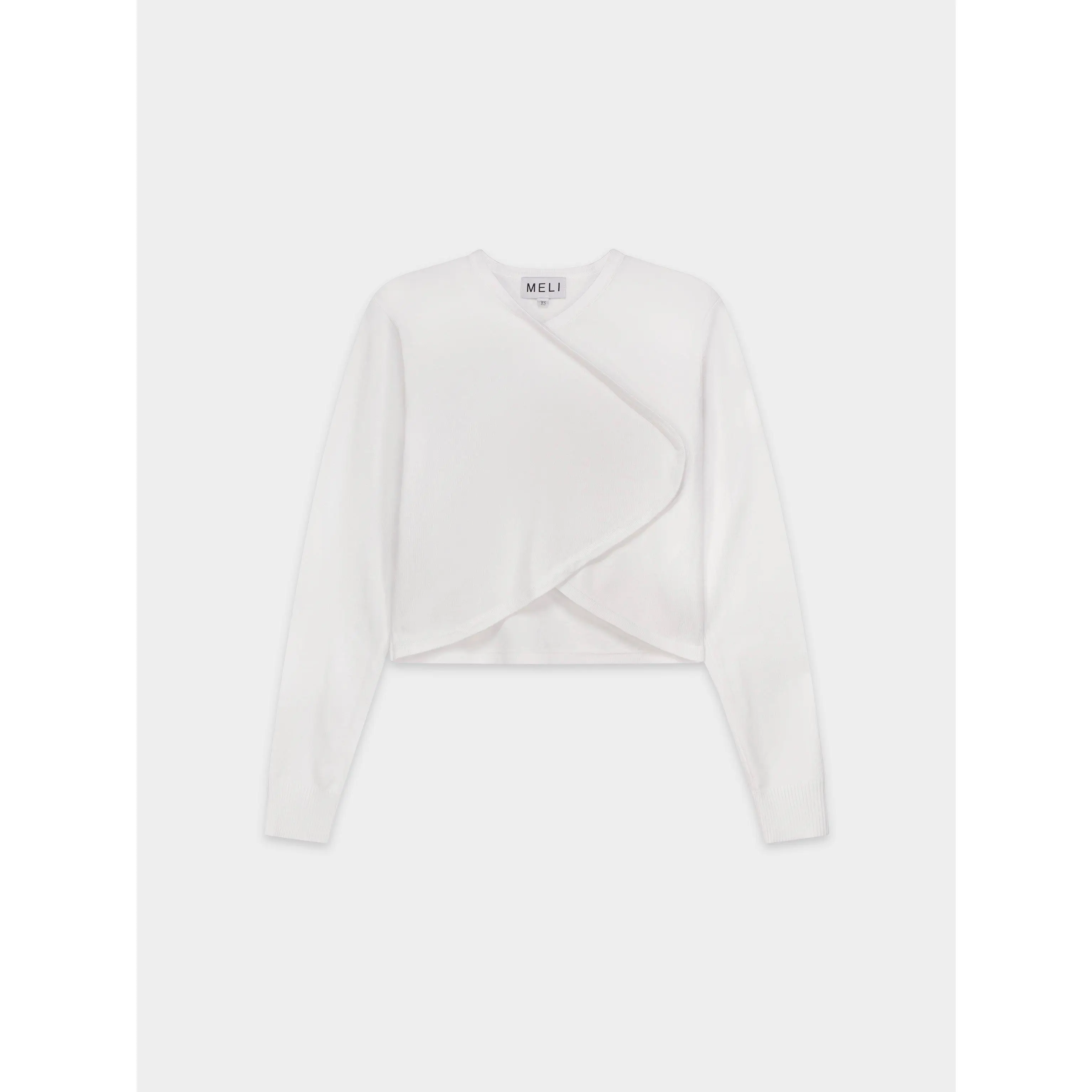 CROP CROSSOVER SWEATER-WHITE