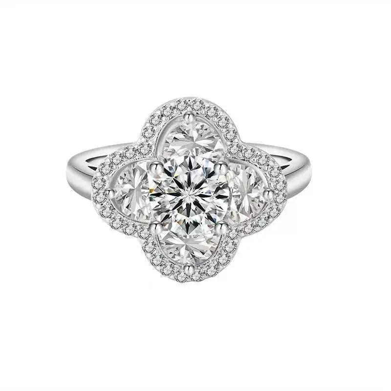Women's Traditional Cushion Cut Halo Moissanite Cluster Engagement Ring - High Setting, Pavé Band, Synthetic Gemstone for Female Adults, Moissanite Cluster Ring