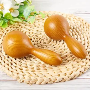 Wooden Massager Essential Oil Massage Stick Body Spa Meridian Tapping Massage Hammer Wood Therapy Relaxation Round Ball Massager