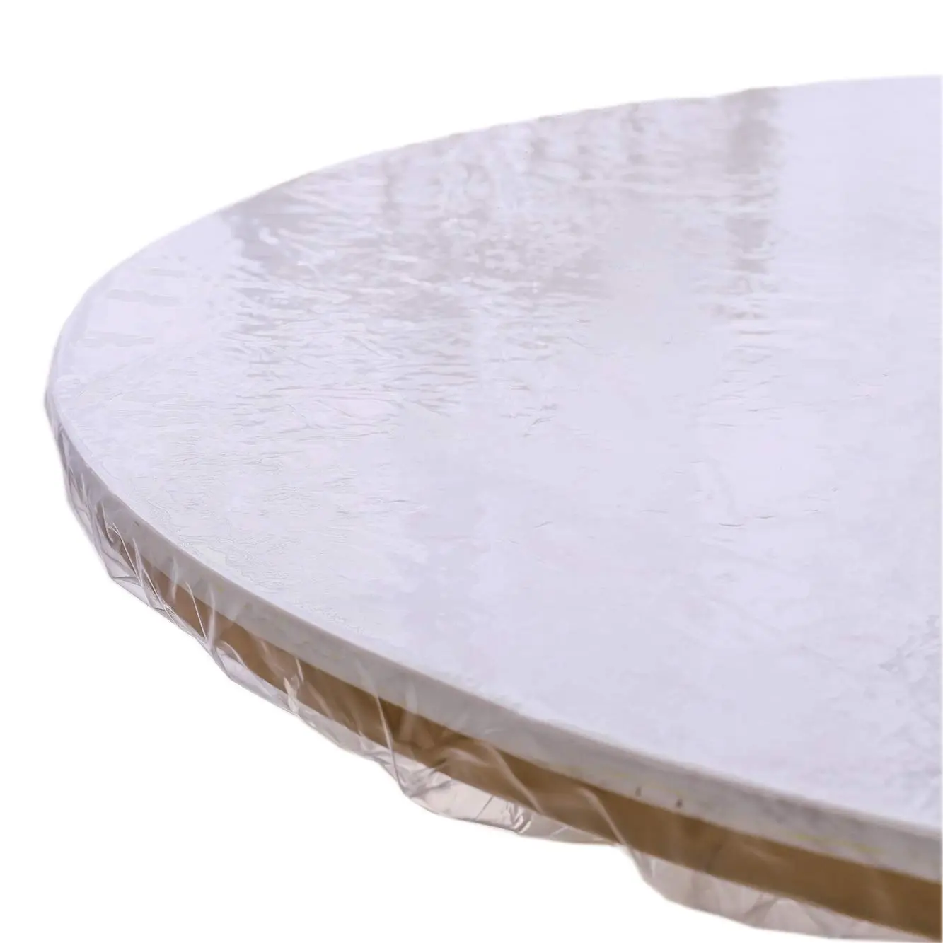 Clear Round Vinyl Fitted Tablecloth Waterproof Oilcloth Heavy Duty Elasticized Table Cover Elastic Edge Design Plastic Protector For