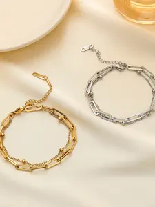 Vintage Stainless Steel Trendy Design Heavy duty U-shaped Horseshoe Bracelet for Women Titanium Steel Joint Bracelet Suitable for Personalized Hip Hop Party Bracelet Stackable Bracelets