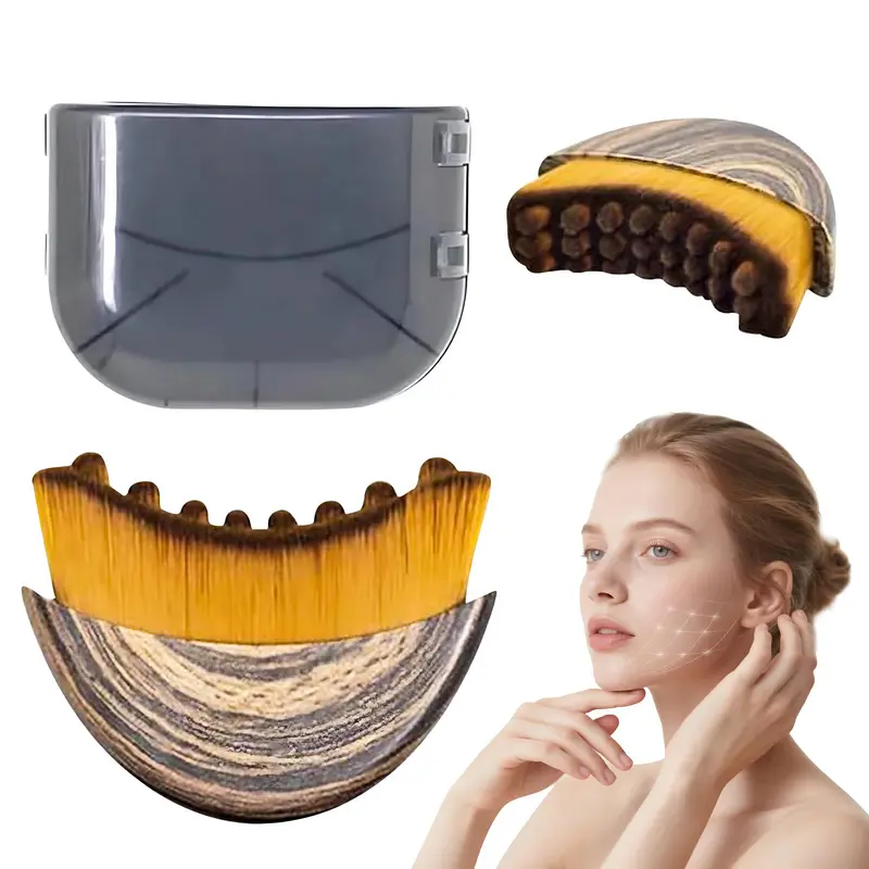 2PCS Lymphatic Contour Face Brush - Facial Care Tool, Dry Brushing Cleanser Brush, Ergonomic Lymphatic Drainage Massager for Chin Contouring, Sculpt Chin & Jaw, Spa-Like At Home, Halloween/Christmas Gifts