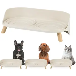 Raised Dog Feeder Bowl Stand - Elevated Dining Table for Small and Medium Dogs and Cats - Fits Food and Water Dish up to 6" Diameter - Milky White (Bowls Not Included)