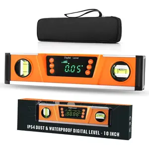 10-Inch Digital Torpedo Level and Protractor | Neodymium  | Bright LED Display | V-GROOVE  BASE | IP54 Dust/Water Resistant  level with Carrying Bag
