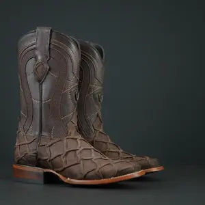 080 Pirarucu Choco Cafe Jumbo Print Botas Vaqueras de Mexico Western Boots Ranch Leather Sole