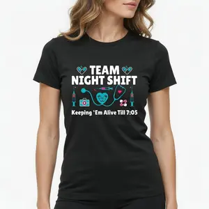 TeeBox Store Nurse Practitioner Keeping Them Alive Graphic Tee Night Shift Funny Illustration T-Shirt Women's Aesthetic Streetwear Casual Work Top Cotton Fabric Womenswear Essential