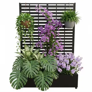 Metal Raised Garden Bed with Trellis & Wheels, 71.5x47x16 Galvanized Planter Box Privacy Screen with Drainage for Patio Garden