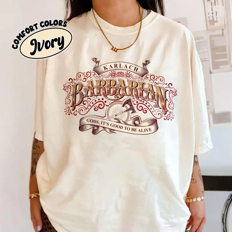 Barbarian Karlach Comfort Colors Shirt, BG3 Inspired Gamer Tee, Vintage RPG Fantasy Graphic Tshirt, D20 Tabletop Fan Gift