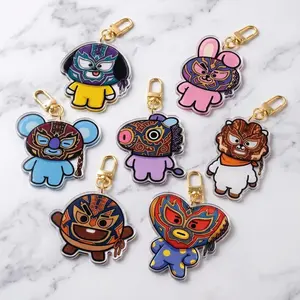 Arirang Lucha Libre Acrylic Keychain,  Boys Mexico Concert Tour, Custom Funny Wrestling Mask Kpop Bag Charm, Cute Army Gift, Borahae