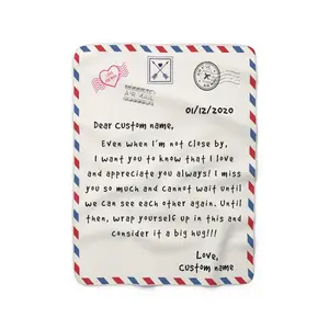 Custom Air Mail Blanket, Postcard Blanket, Handwritten Letter Blanket, To Our Daughter, Personalized Sherpa Fleece Milestone Blanket, Mother's Day Gift