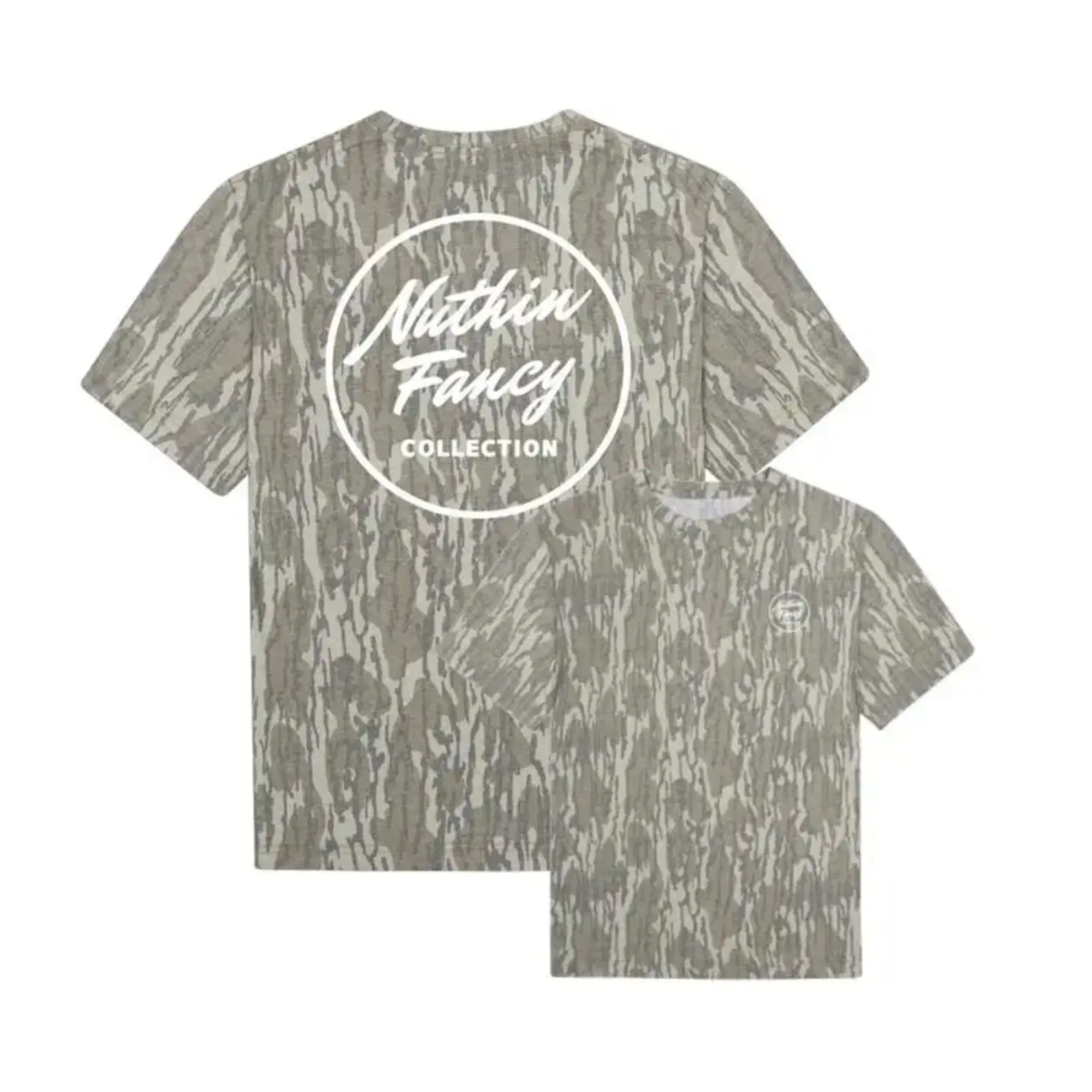 Nuthin Fancy Bottomland Camo T-Shirt, Mossy Oak Style Hunting Shirt, Outdoor Camo Graphic Tee, Soft Stretch Cotton Hunting Apparel, Unisex Casual Shirt S-5XL