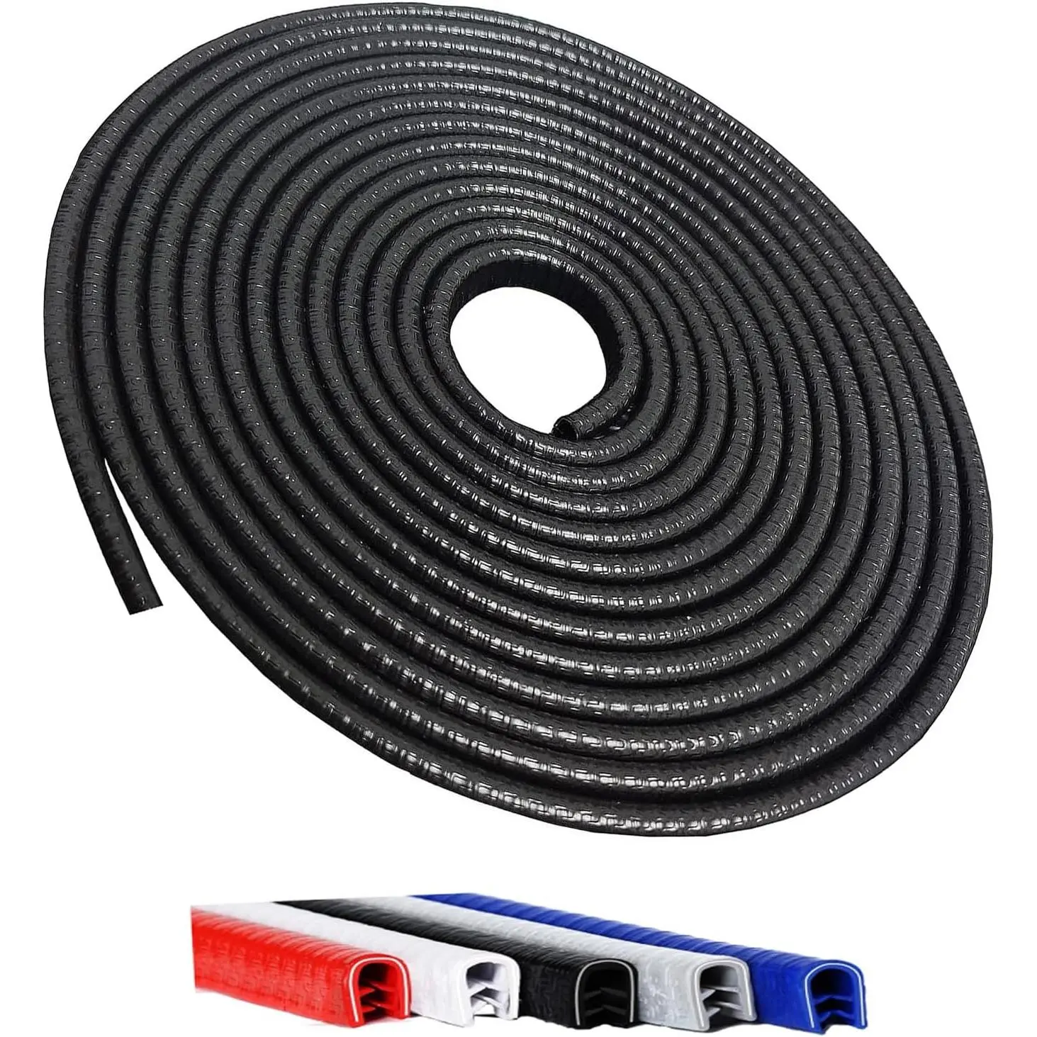 16.5FT(5M) Segmented Strip Synthetic Rubber No-Glue Door Edge Protector, Tight U-Shape Fit Car Accessory for Cars, SUVs, Aesthetically Pleasing Automotive Entry Guard (Black)
