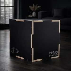 3 in 1 Plyometric Jump Box, 20/18/16 In. Wooden Plyo Box, Platform and Jumping Agility Box, Anti-Slip Fitness Exercise