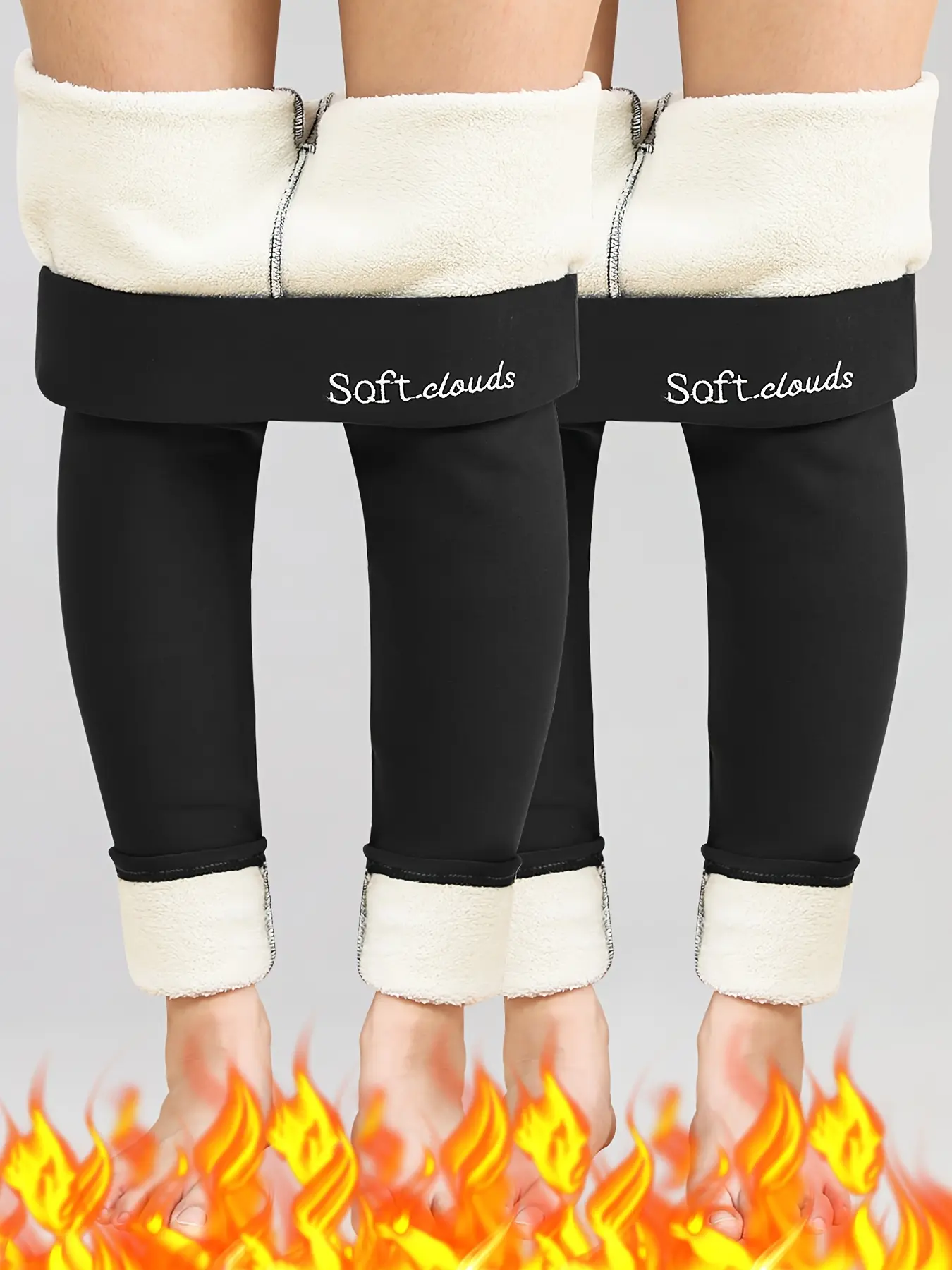 2 Piece Set Women's Casual Tight-Fitting Thicken Kint Fabric Fall Winter Warm Elastic Ribbed Leggings Thermal Pants