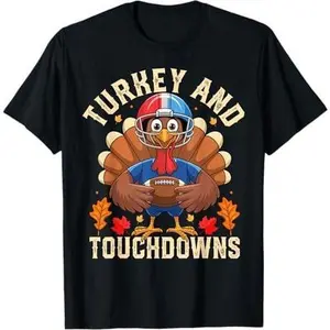 Turkey Football Toddler Kids Thanksgiving Shirts Men Boys T-Shirt