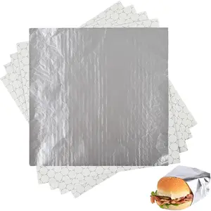 50 Pack  Insulated Foil Sandwich Wrap Sheets, 12"x12" Pre-Cut Foil Paper for Hot Dogs, Burgers, Burritos,  Wrapping, -Resistant and , Heat & Cold Insulation for Freshness