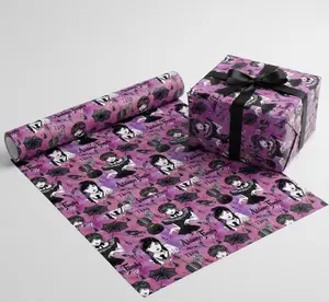 Halloween Wrapping Paper Wednesday Addams Inspired Gothic Spooky Seamless Pattern Digital Gift Wrap