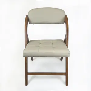 2 pcs Ash Wood Frame Folding Chair with Wide Upholster Seat and Back for Indoor or Outdoor - Luxury and Comfortable Fruitwood Frame chair