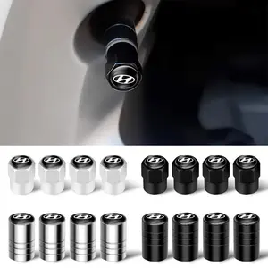 4Pcs Car Vehicle Metal Wheel Tire Valve Caps Stem Cover Accessories For Hyundai i10 i30 i20 i40 IX35 Sonata Santa Fe Accent Tucson Elantra Creta Kona Genesis Equus Coupe Azera ioniq N Line