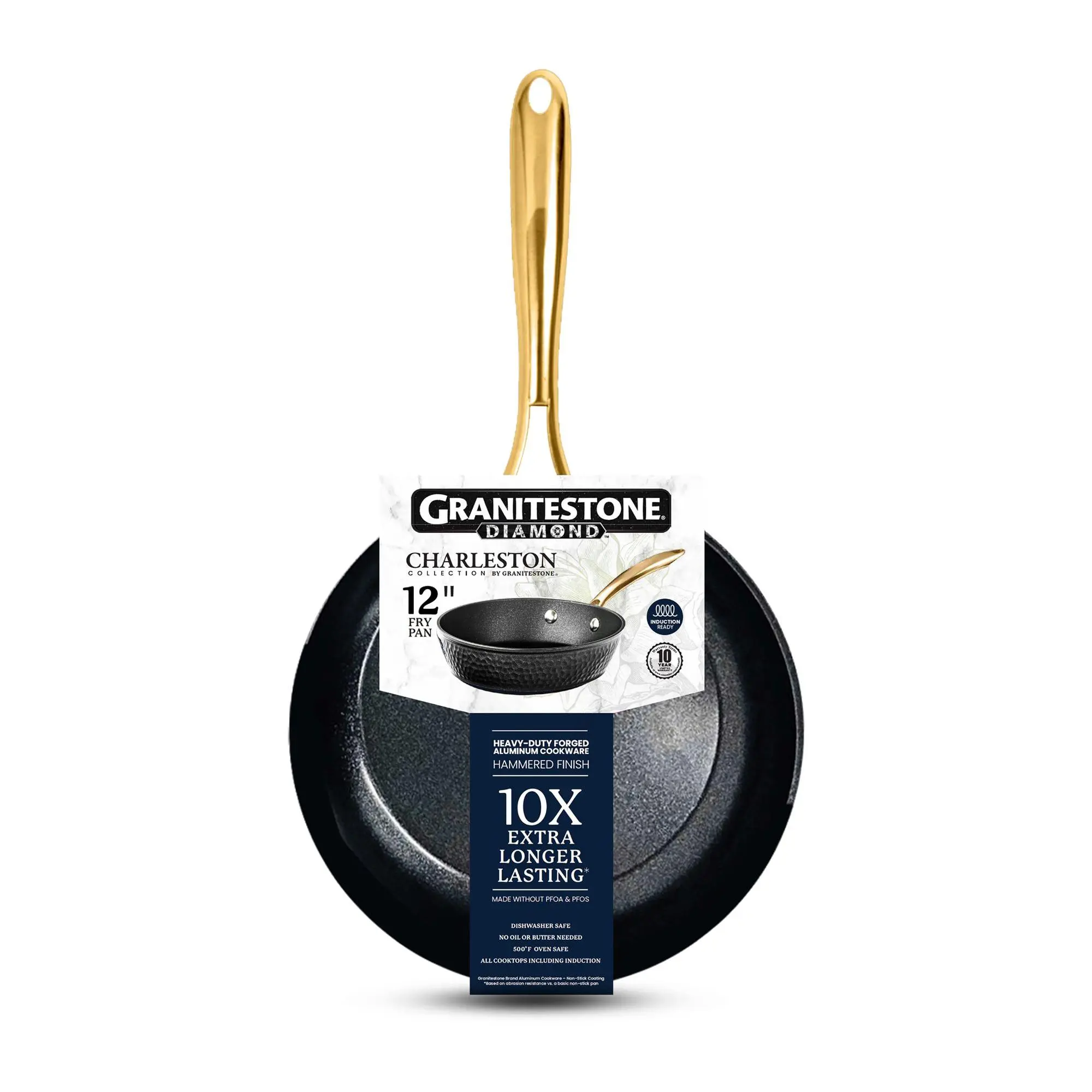 Granitestone Charleston Hammered Black 12'' Nonstick Fry Pan