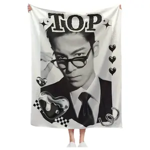 KPOP BIGBANG Flannel Multifunction Warm Lid Blanket A4 Size Super Soft Lightweight Cozy for Home Travel Camping Gift for Fans