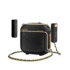 【COHYAN K29】 Portable Voice Amplifier with 2 Wireless Bluetooth Microphone & Speaker for Teachers & Elderly Rechargeable High Definition Sound Quality,Rechargeable Bullhorn Megaphone for Classroom, Meetings, Yoga, Training, Tour Guides-Black Beige