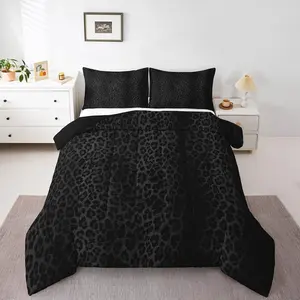 Kids Black Leopard Bedding Set Cheetah Print Comforter Set Safari Comforter for Kids Boys Girls Animal Duvet Insert Adult Bedroom Decor