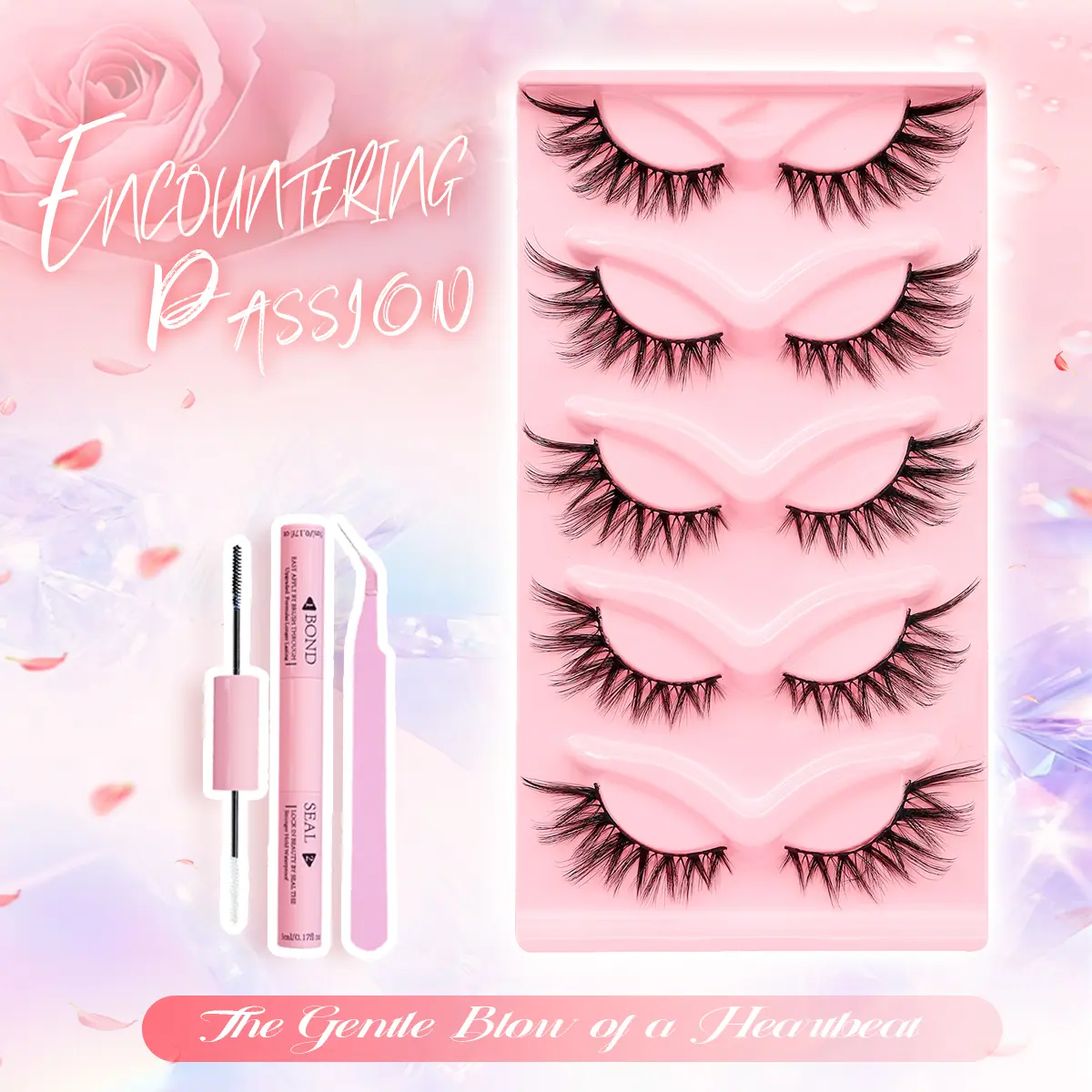 X13  Fox Eyes 5 Pairs Mixed Colour False Eyelash Set, Eyelash Glue, Eyelash Tweezers, Beginner's Tool, Cat Eye Effect False Eyelashes, Natural Volume Eye Makeup Striped Eyelashes for Women and Girls. manga lash v eyes lashes Cosmetic