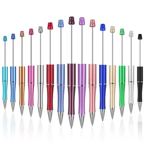 15 PCS Beadable Pens, Beadable Pens Bulk Colored Plastic, Black Ink Beaded Pens Creative Diy Pen, Bend Pens for Make Gifts for Children and Students, Office School Supplies