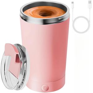 Automatic Self Stirring Mug With Lid Electric High Speed Mixing Cup 400ML Rechargeable Stainless Steel Beige Reuse Washable Coffee Mixer Cup