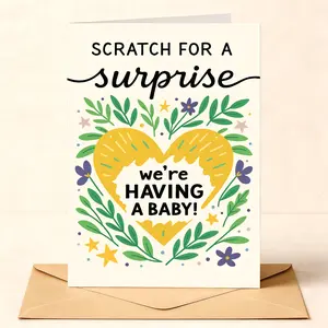 1pc Scratch-Off Surprise Pregnancy Announcement Card & Envelope Set Blank Paper for Newborn Announcements, Gifts, Family Gatherings, Party Surprises Warm & Fresh Visual Theme Greeting Card