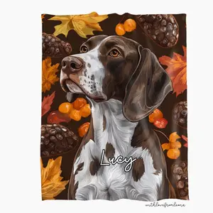 German Shorthaired Pointer Fall Throw Blanket Adult Kid Blanket Custom Name Gift Groomers Vets Breed Lovers German Shorthaired Pointer Gift