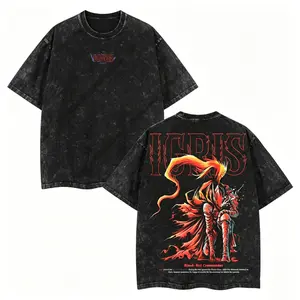 Men's Short-Sleeve Round Neck Menswear Top - Limited Edition Igris Iron Tank Beru Graphic T-Shirt, Shadow Soldiers Sung Jin-Woo Solo Leveling Anime Double-Printed Oversized Lightweight Acid-Washed Gift For Anime Fans