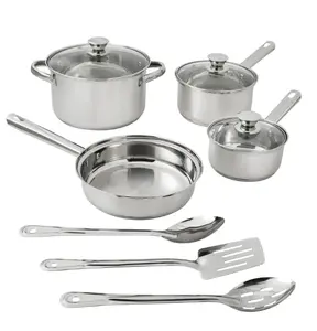 Stainless Steel 10Pc Cookware set, 17.90 x 10.83 x 5.39 Inches