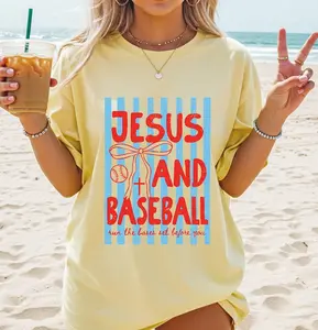 Jesus and Baseball Comfort Colors Shirt, Trendy Christian Tshirt, Retro Game Day Season Tee, Baseball Mama Shirt