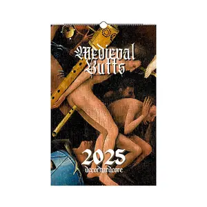 2025 Medieval Butts Calendar with Hook, Strange Funny Creepy Marginalia Gag Novelty Gift