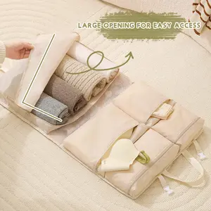 Travel Compression Storage Bag, Six/eight Grid Foldable Hanging Organizer, Portable Clothing Underwear Pack, Twill Fabric Luggage Accessory