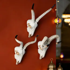 Resin Animal Skull Wall Decor Figurine Ornament, Realistic Sheep Head Bone Hanging Decoration for Ramadan Festival Home Wall Art, Wall Ornaments