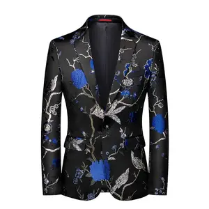 Mens Suits One Button Floral Blazer  Wedding Suits Jacket