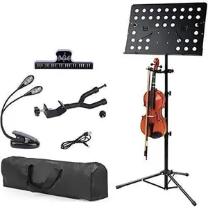 HarmonyNotes Portable Music Stand with Violin Holder - Folding Sheet Music Stand with Travel Case - Lightweight and Durable - Ideal for Musicians, Violinists, and Performers