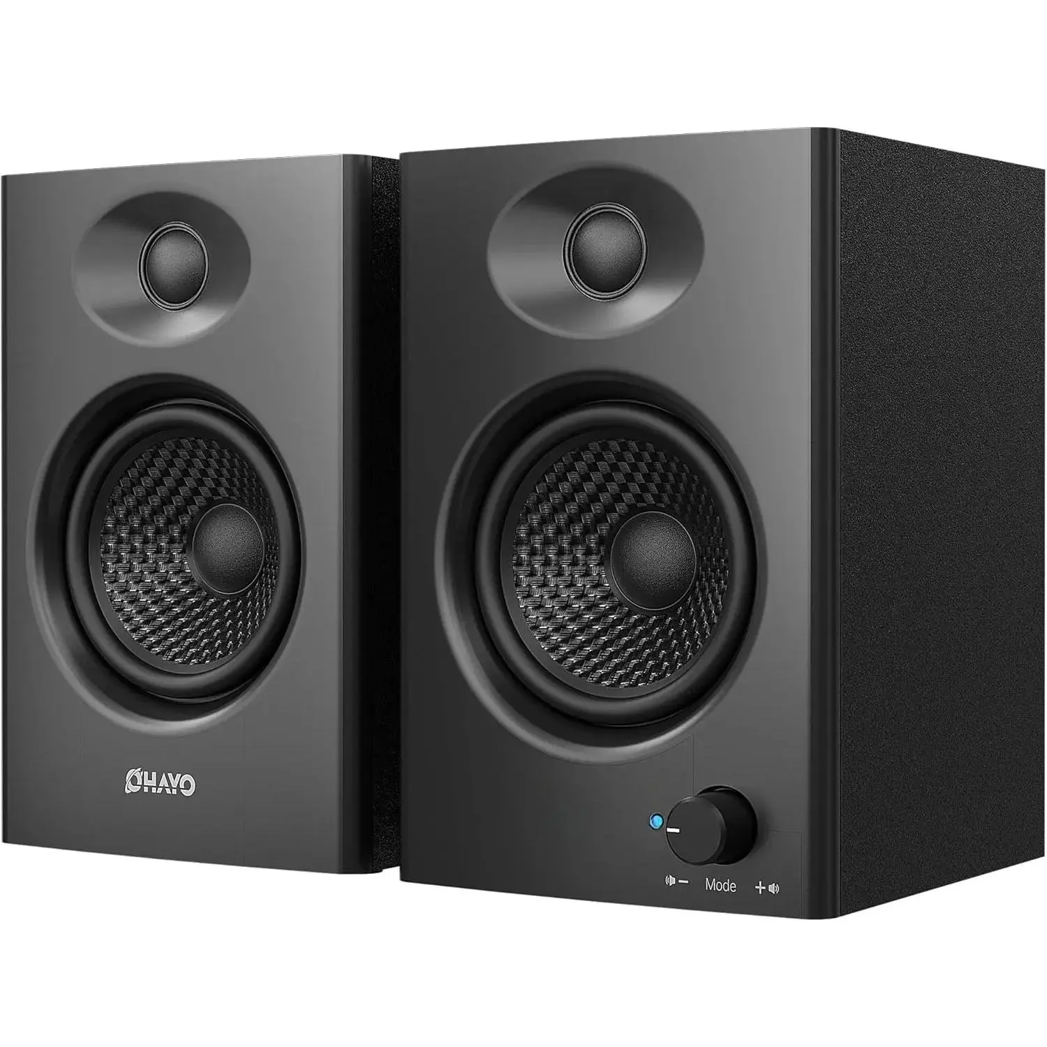 60W 5.3 Stereo 2.0 Computer Speakers with Audio Subwoofer, for Music & Gaming, Desktop PC/Laptop/Smartphone Use, 3.5mm Aux RCA Port, USB Port, Streaming Capability, 1 Pair, Black, Aesthetic, Devices