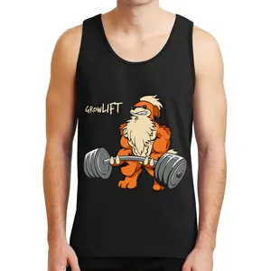 Growlift Anime Gym Tank Top, Funny Growlithe Inspired Tank, Classic Retro Training Tank, Vintage Strength Gym Tank, Retro Powerlifting Tank Top For Anime Fitness Lovers
