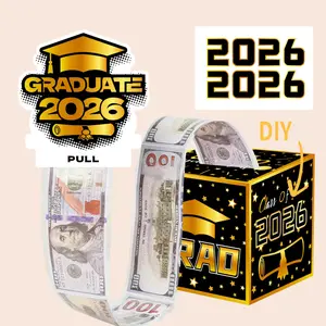 Graduation Money Box for Cash Gift Pull,Black Gold Graduation Money Box,Pull Surprise Cash Gift Box with CardClass of 2026 Money Gift Box,Graduation Party Money Holder Box,Funny Surprise DIY Cash Gift Idea Kit for School Congrats Grad Party Favors