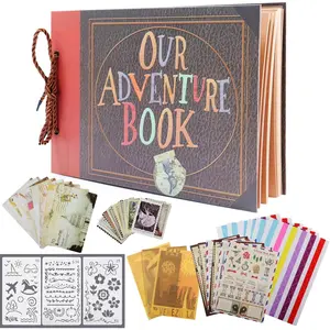 Our Adventure Book Scrapbook Album - 80 Pages Photo Memory Picture Decorative Craft Book,Unique Bridal Engaged Wedding Supplies,Anniversary Travel Kit,Couples Gifts for Him and Her,Autograph Diary