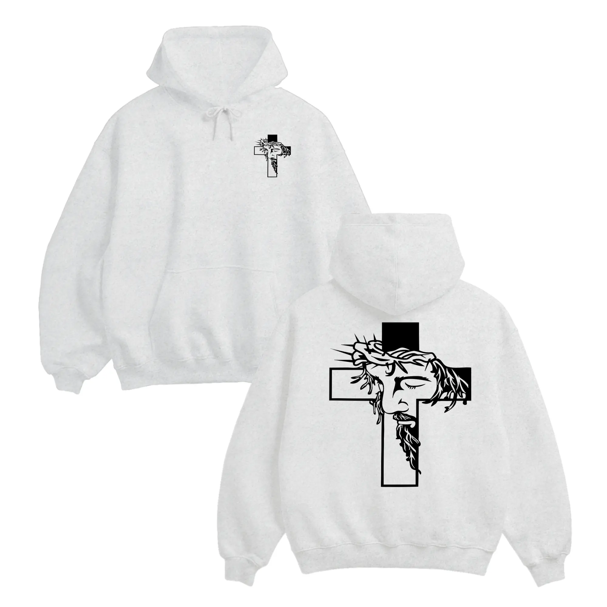 Jesus Cross Hoodie For Men For Women, Savior Portrait Graphic, Cozy Hoodie Apparel, Front Chest Detail, Spiritual Encouragement Gift