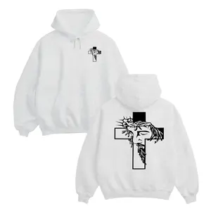 Jesus Cross Hoodie For Men For Women, Savior Portrait Graphic, Cozy Hoodie Apparel, Front Chest Detail, Spiritual Encouragement Gift