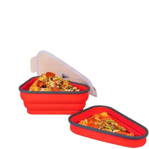 AMAX Reusable Vibrant Red Pizza Storage Container with 5 Microwavable Serving Trays BPA-Free Adjustable Space-Saving Organizer for Pizza Lovers