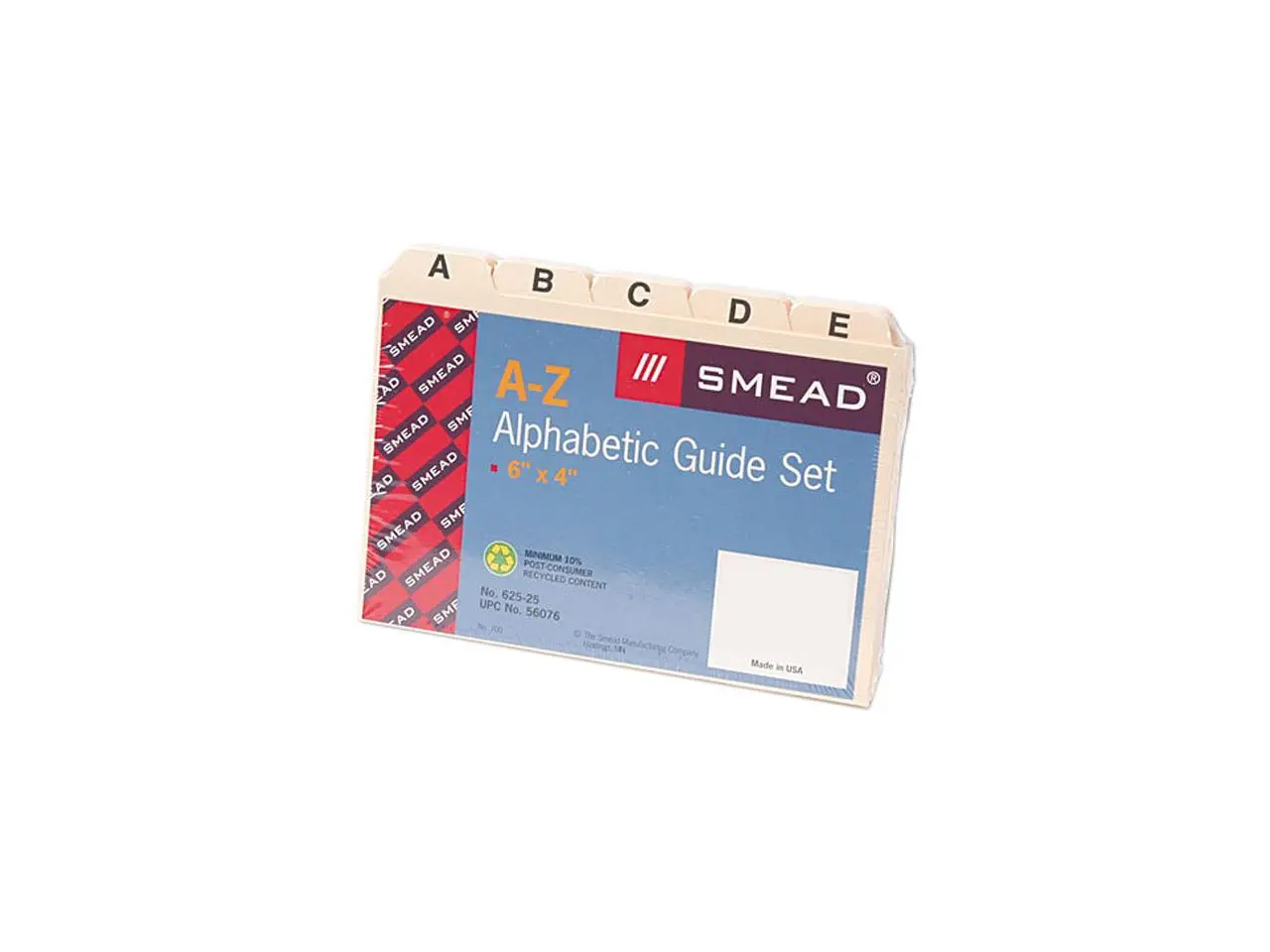 Smead 56076 Self-Tab Card Guides, Alpha, 1/5 Tab, Manila, 4 x 6, 25/Set